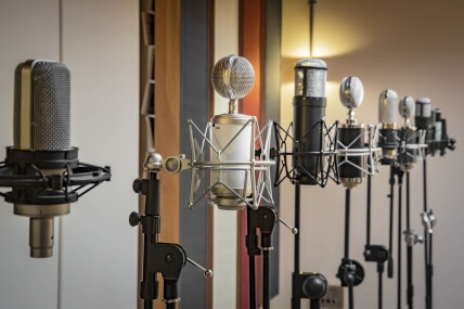 Collection of studio microphones